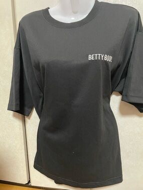 Betty Boop Black Tee with Lavender Logo and Embroidered Face